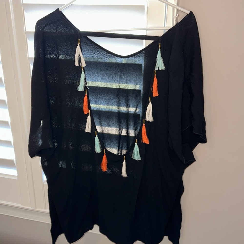 Tropical Beach/Pool Coverup with tassels